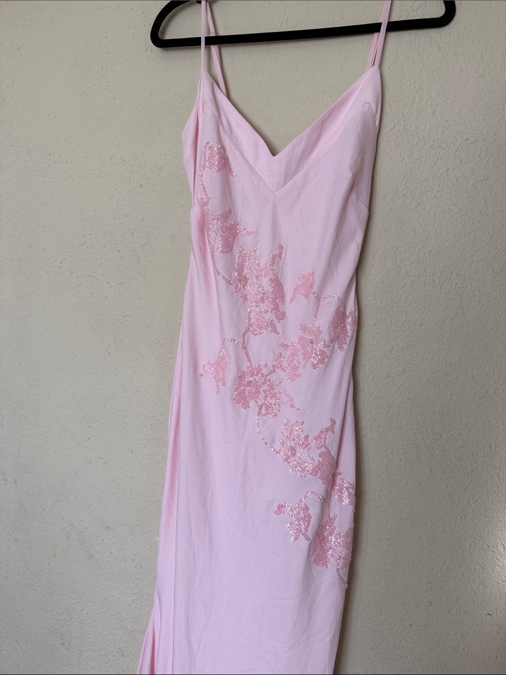 HOUSEOFCB 'Anastelle' Pink Hand Beaded Embellished Satin Maxi Dress Size S - Picture 6 of 17